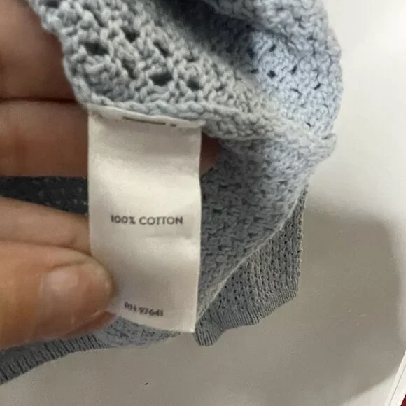 J. Jill Rain Blue Lace Up Front Crochet Open Weave Sweater Size S $89 New - Picture 7 of 8